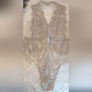 Victoria Secret Dream Angels Unlined Silver/Gray Lace Teddy